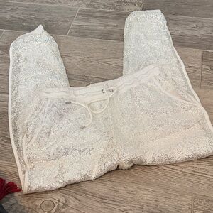 Honey Punch White Sequin Joggers size S